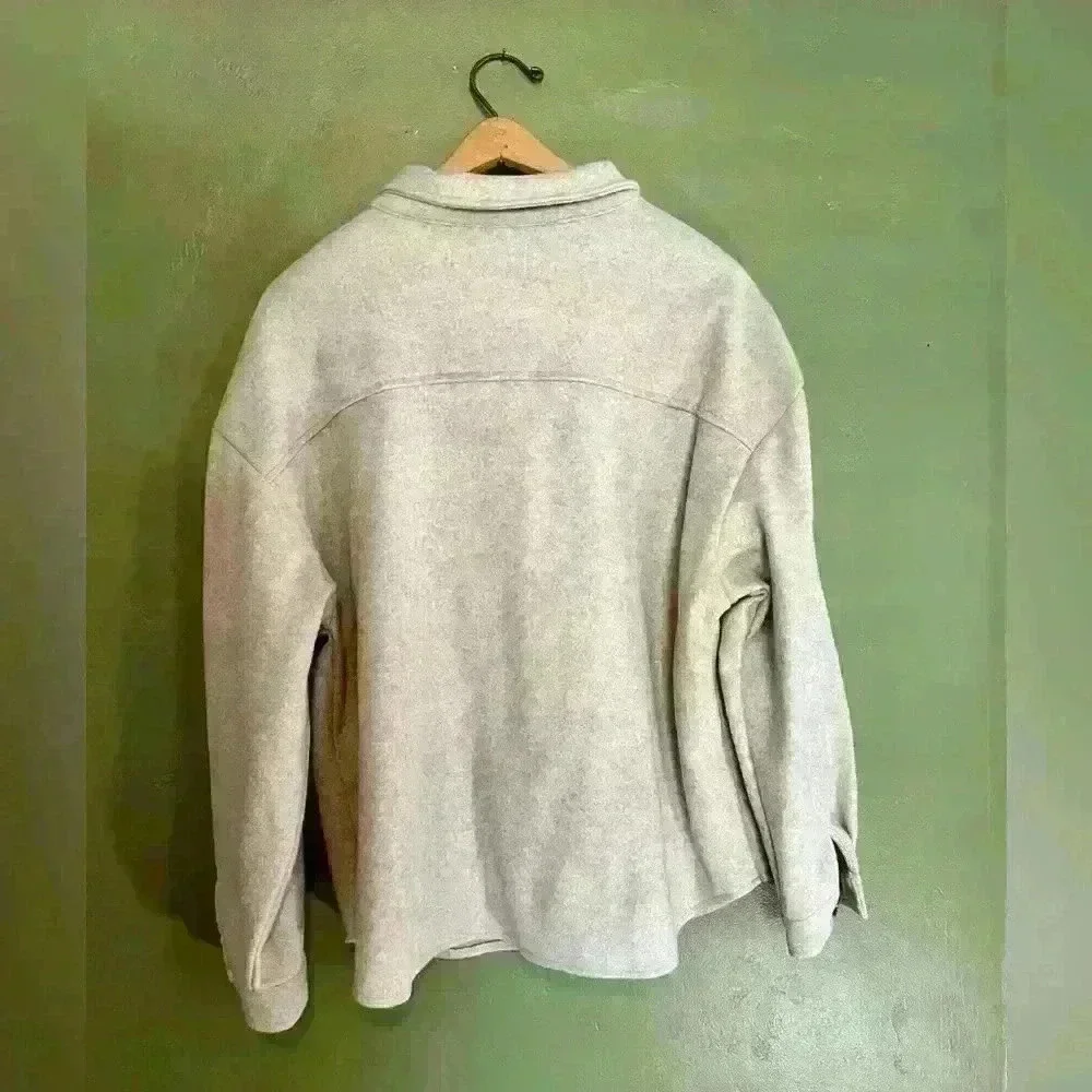 Cream Button-Up Shacket, Size XL - Picture 4 of 5